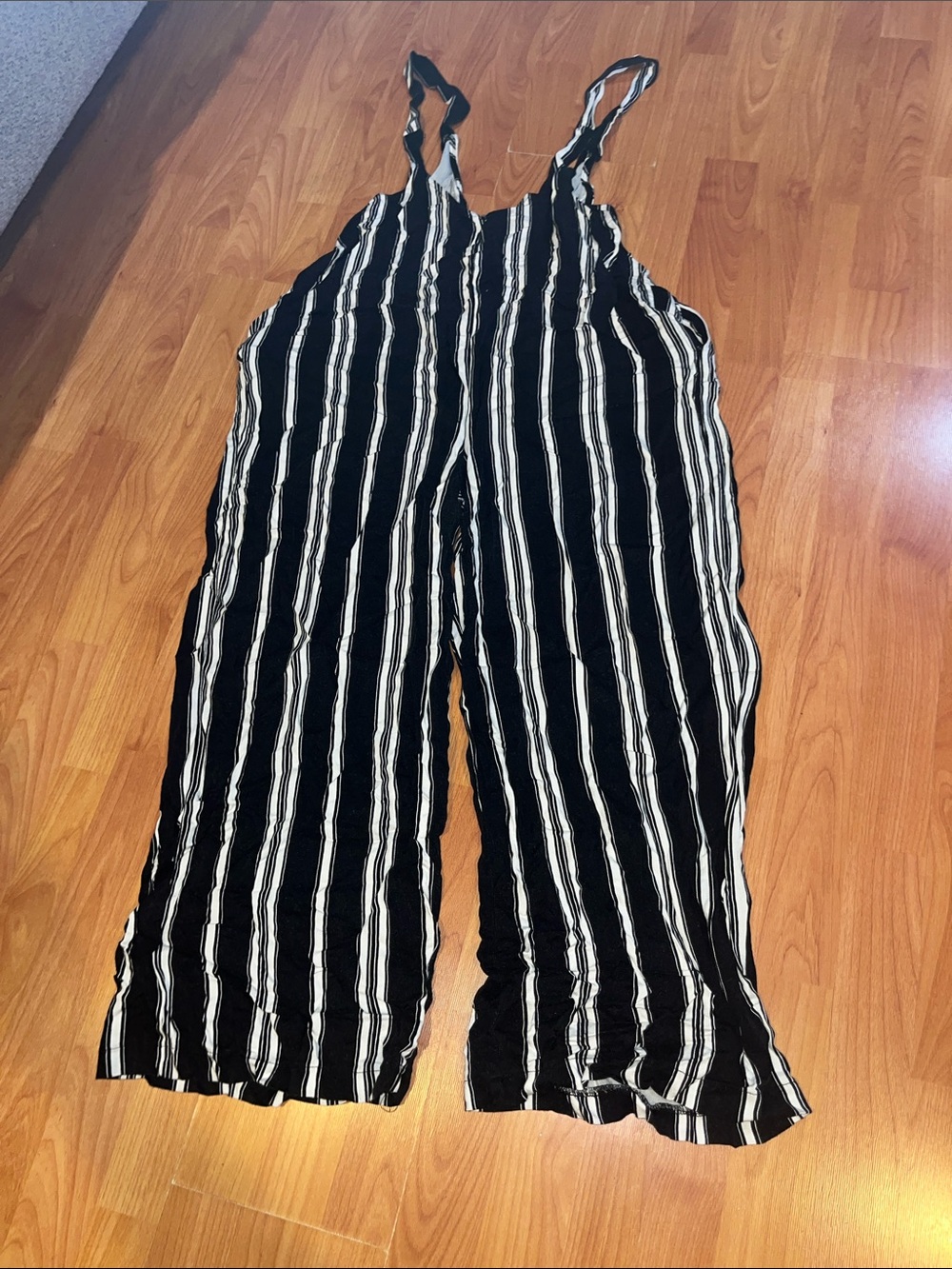 Wild Fable Black & White Vertical-Stripe Wide-Leg Jumpsuit/Overall Style
